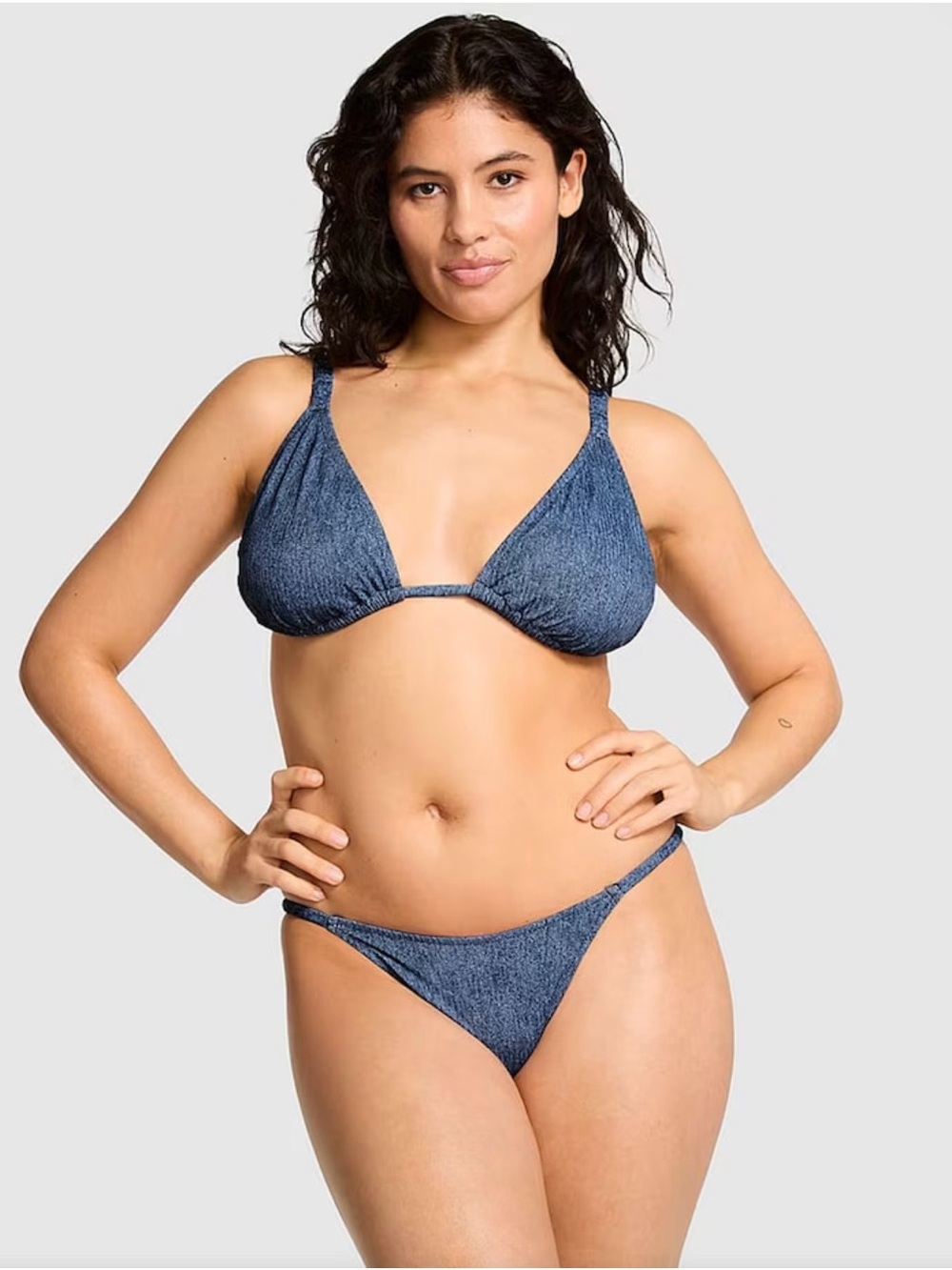 Classic Denim-Effect Bikini Bottom